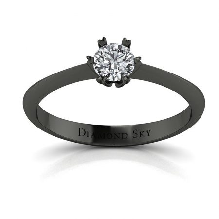 Elegancki kontrast - Klasyczny pierścionek zaręczynowy z czarnego złota z diamentem