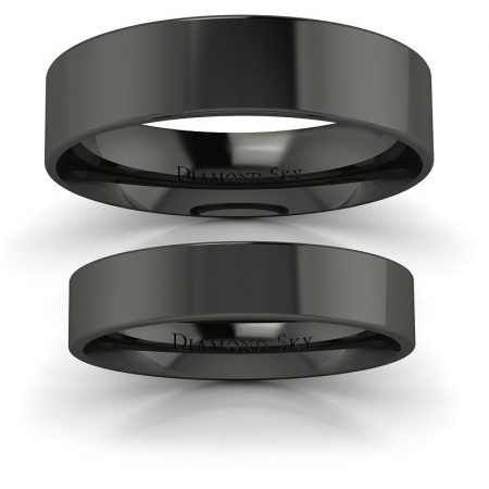 Klasyka w czerni - Płaskie obrączki ślubne z czarnego złota, 4mm, 6mm