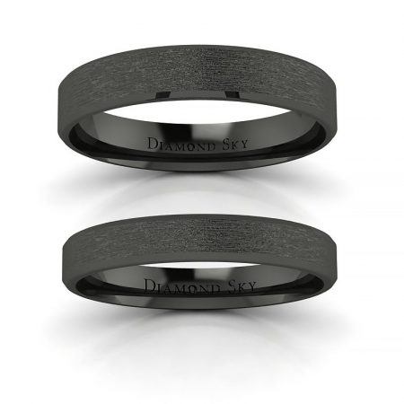 Klasyka w czerni - Komplet matowych obrączek z czarnego złota, 3,5mm, 4,5mm