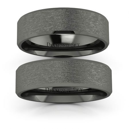 Klasyka w czerni - Płaskie obrączki ślubne z czarnego złota, mat, 5,5mm, 6mm