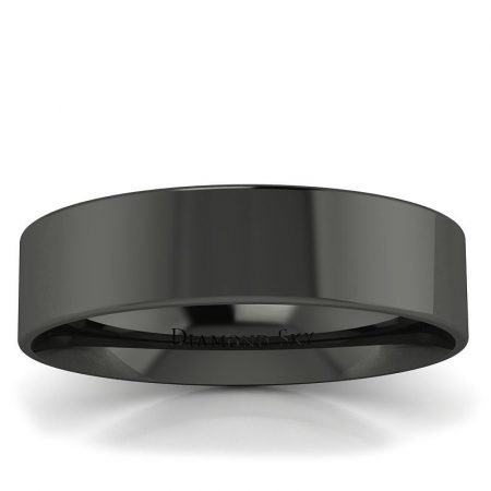 Klasyka w czerni - Płaska obrączka ślubna z czarnego złota, 5mm