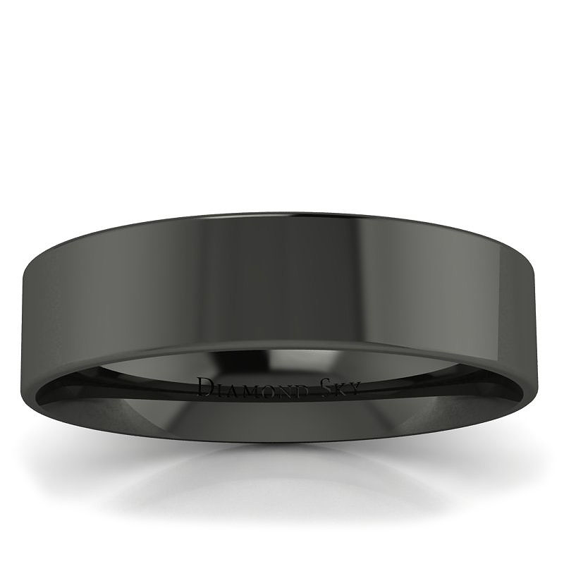 Diamondsky-n330c5mmx1.1mm Klasyka w czerni - Płaska obrączka ślubna z czarnego złota, 5mm