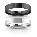 Klasyka w czerni z nutą bieli - Płaskie obrączki ślubne z białego i czarnego złota, 3mm, 4mm