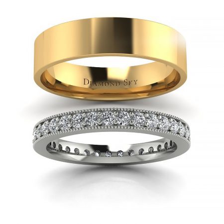 Diamentowy wdzięk - Komplet obrączek Diamond Sky, dwukolorowe złoto, diamenty