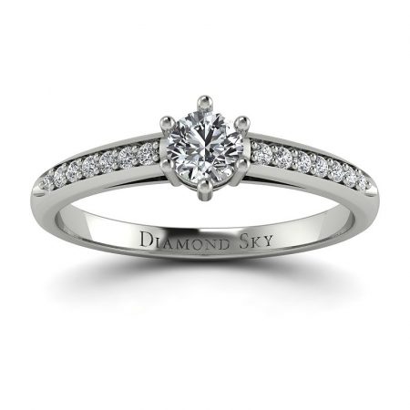 Klasycznie piękny - Pierścionek zaręczynowy Diamond Sky, złoto palladowe, diamenty