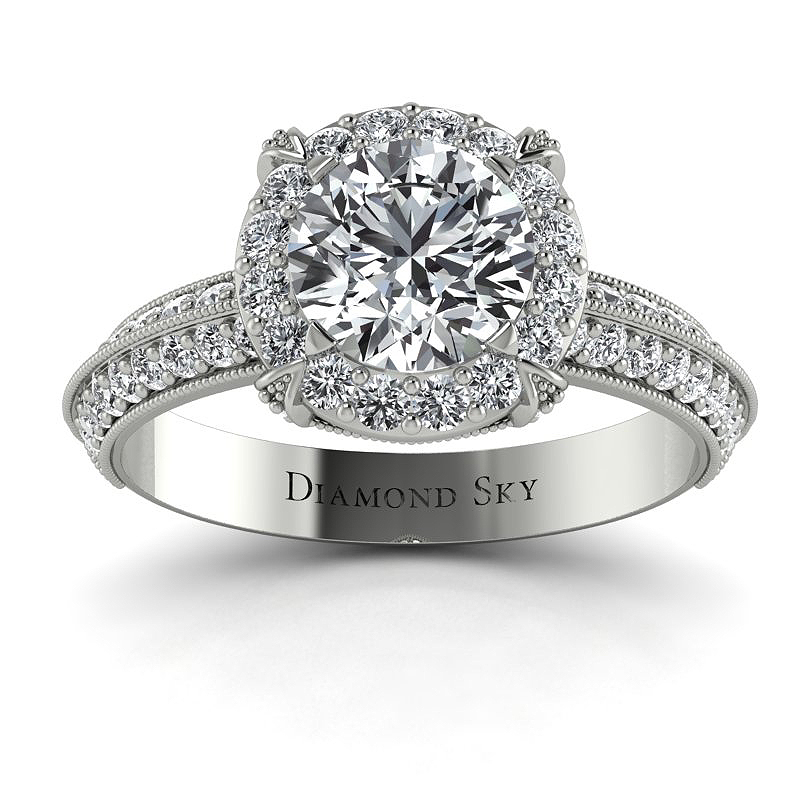 Diamondsky-n128bb1vs1d Królewska elegancja - Pierścionek zaręczynowy z białego złota z brylantem 1,00 ct VS1/D