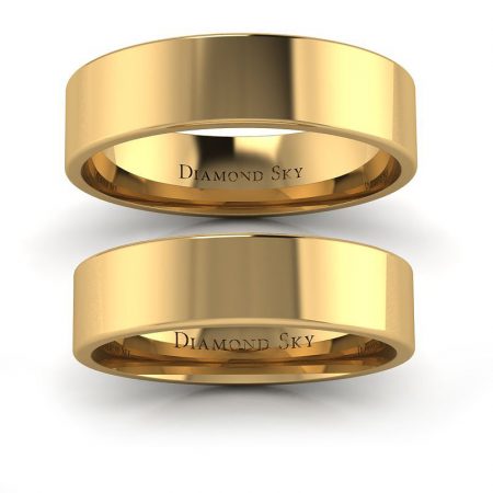 Wytworna klasyka - Płaskie obrączki ślubne z żółtego złota, próba 585, 4,8mm, 5,6mm