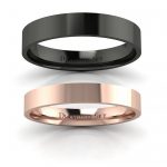 Klasyka w czerni z nutą różu - Komplet płaskich obrączek z czarnego i różowego złota, 3mm, 4mm