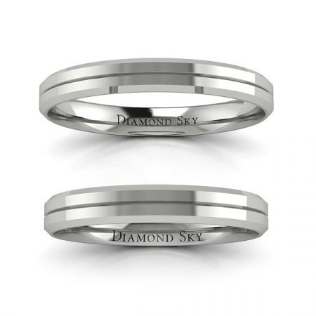 Ponadczasowa klasyka - Komplet płaskich obrączek Diamond Sky, białe złoto, próba 750, 4mm, 4,5mm