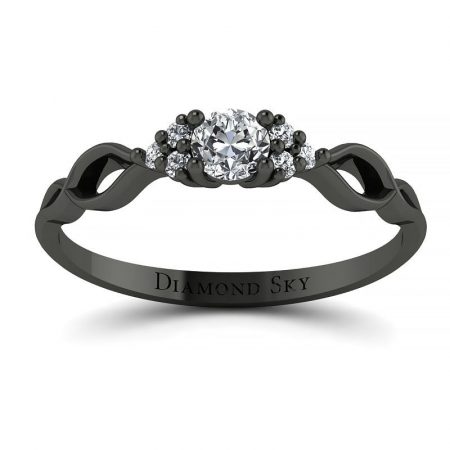 Fantazja formy - Pierścionek zaręczynowy z czarnego złota z czarnym diamentami 0,19 ct SI1/H