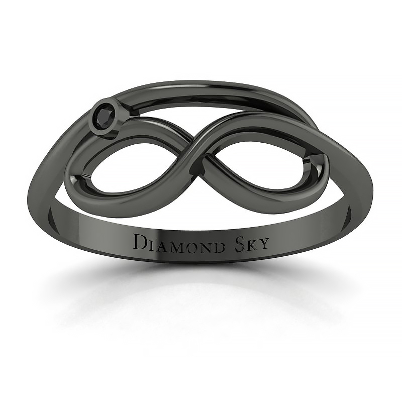 Diamondsky-n104cc0015 Piękno nieskończoności - Nowoczesny pierścionek zaręczynowy z czarnego złota z czarnym diamentem