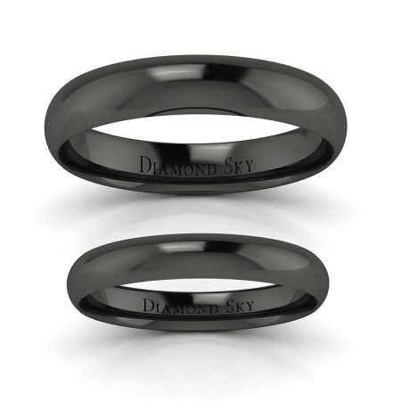 Czarny szyk - Komplet półokrągłych obrączek z czarnego złota, 4mm, 5mm