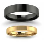 Klasyka w czerni - Komplet płaskich obrączek ślubnych z żółtego i czarnego złota, 4,0mm, 4,5mm