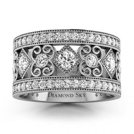 Wielkie piękno - Ażurowa obrączka Diamond Sky z białego złota z diamentami