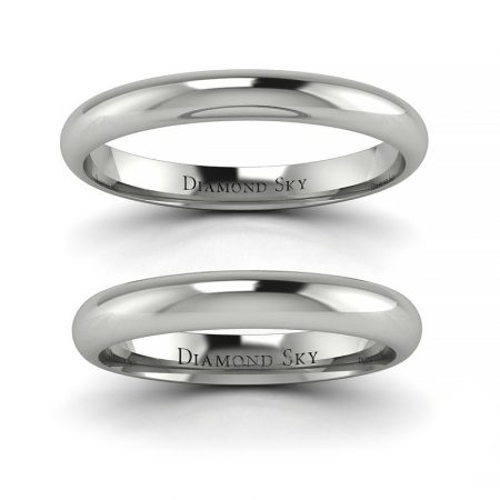 Obrączki ślubne, półokrągłe, białe złoto, 3.0 mm, Klasyka piękna-Diamond Sky