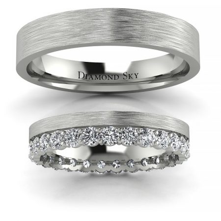 Ślubny blask - Obrączki ślubne z białego złota z diamentami, Diamond Sky