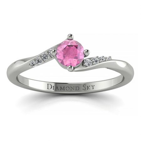 Brylantowy czar - Pierścionek Diamond Sky, białe złoto, różowy szafir, diamenty