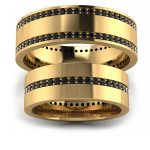 Dopasowani przez gwiazdy - Obrączki ślubne Diamond Sky, żółte złoto, czarne diamenty