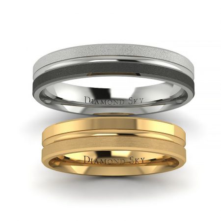 Elegancka klasyka - Komplet ślubnych obrączek z białego, czarnego złota, żółtego złota w dwóch rodzajach matu, 4mm.