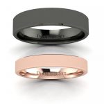Klasyka w czerni z nutą różu - Płaskie obrączki ślubne z czarnego i różowego złota, 3mm, 4.5mm