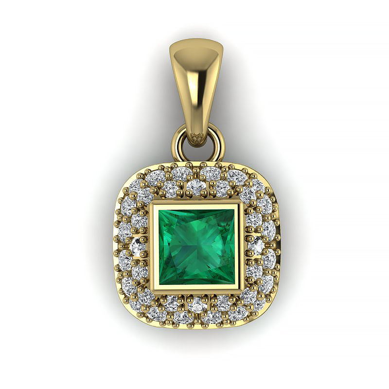 n065zbs041_W Urzekające piękno - Zawieszka z żółtego złota, Diamond Sky, diamenty, szmaragdy