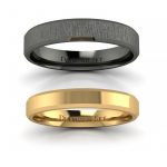 Klasyka w czerni - Komplet płaskich obrączek ślubnych z żółtego i czarnego złota, 3.0 mm, 4.0 mm