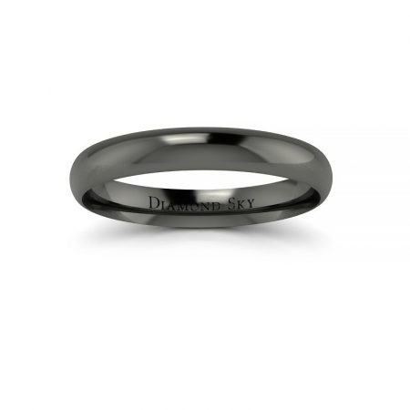 Klasyka w czerni - Półokrągła obrączka ślubna z czarnego złota, 3mm