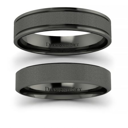 Nowoczesna klasyka w czerni - Płaskie obrączki ślubne z czarnego złota, 4.5mm 6.0mm