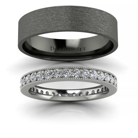 Diamentowy wdzięk - Komplet obrączek z białego oraz czarnego złota, Diamond Sky