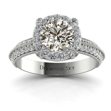 Królewska elegancja - Pierścionek zaręczynowy z białego złota z diamentem 0,78 ct P1/J