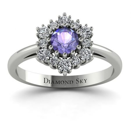 Magia momentu - Pierścionek zaręczynowy z białego złota z tanzanitem i diamentami Diamond Sky