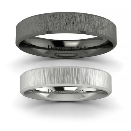 Klasyczny blask - Płaskie obrączki ślubne z białego i czarnego złota, 4mm; 6mm