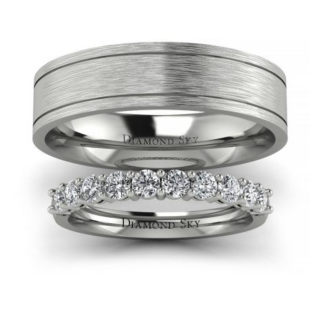 Ślubny blask - Komplet obrączek Diamond Sky, platyna, diamenty
