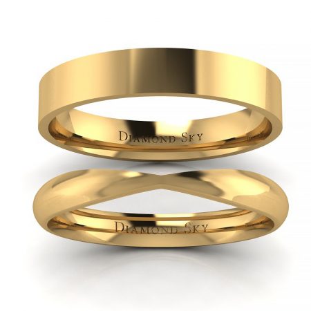 Imię miłości - Obrączki ślubne Diamond Sky z żółtego złota, 3,0mm, 4mm