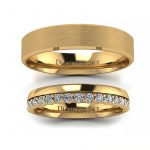 Diamentowe szczęście - Obrączki ślubne z żółtego złota z diamentami, Diamond Sky