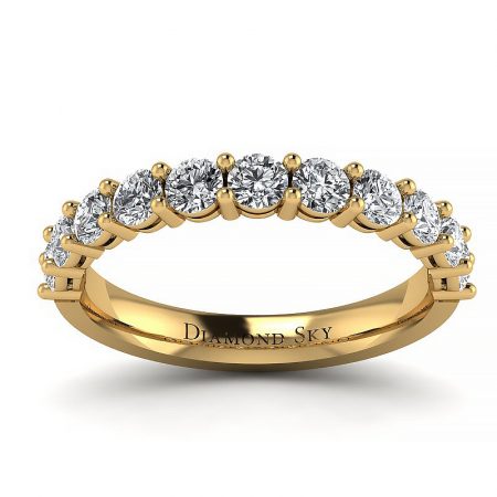 Diamentowy blask - Obrączka z żółtego złota z diamentami, Diamond Sky