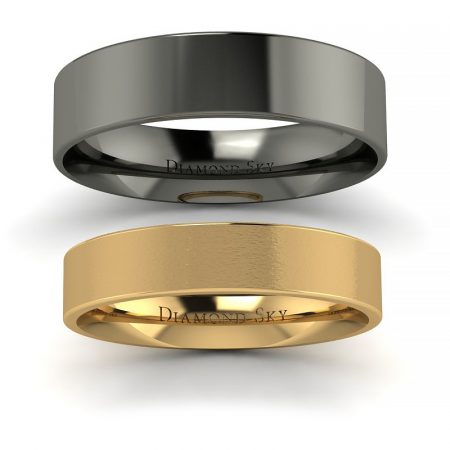 Klasyka w czerni - Płaskie obrączki Diamond Sky z czarnego oraz żółtego złota, 3 mm, 4.5 mm