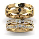 Wytworny ażur - Ażurowe obrączki Diamond Sky, żółte złoto, diamenty oraz czarnymi diamentami