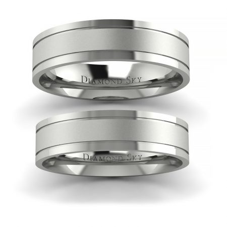 Klasyka piękna - Komplet płaskich obrączek Diamond Sky z platyny-5mm x 1,3mm