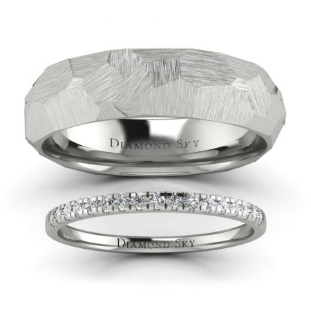 Ekskluzywny wdzięk - Komplet obrączek z białego złota z diamentami Diamond Sky
