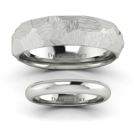 Klasyczne trendy - Komplet klasycznych obrączek Diamond Sky z białego złota, 3 mm, 6 mm x 1,8mm