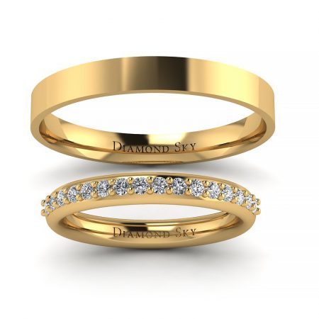 Niezaprzeczalne piękno - Obrączki ślubne z żółtego złota próby 585 z diamentami, Diamond Sky