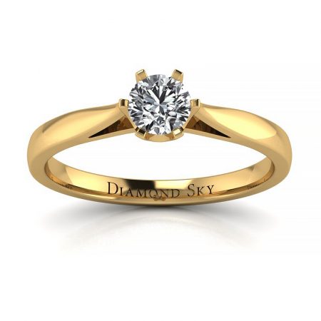 Diamentowy urok - Pierścionek zaręczynowy, żółte złoto, 585, diament P1, Diamond Sky