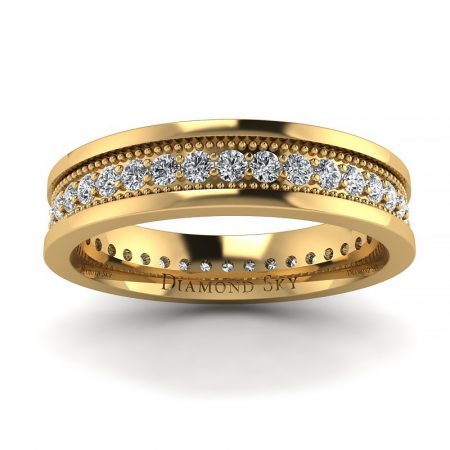 Pojedyncza obrączka  z żółtego złota próby 585 z diamentami-Na zawsze, Diamond Sky