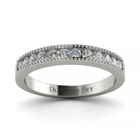 Royal - Pojedyncza damska obrączka ślubna z diamentami , Diamond Sky, białe złoto