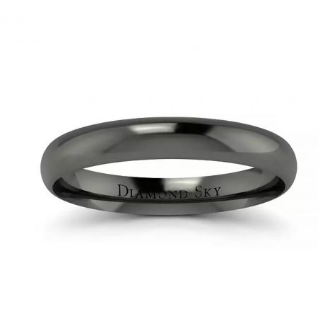 Klasyka w czerni - Półokrągła obrączka ślubna z czarnego złota, 2.5mm