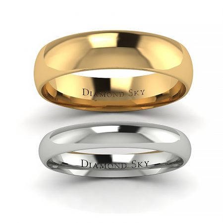 Klasyka piękna - Komplet obrączek z żółtego oraz białego złota, 3,0mm i 5,0 mm