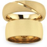 Amor - Obrączki ślubne z żółtego złota próby 585, Diamond Sky