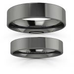 Klasyka w czerni - Płaskie obrączki ślubne z czarnego złota 6mm i 4,5 mm - Diamond Sky