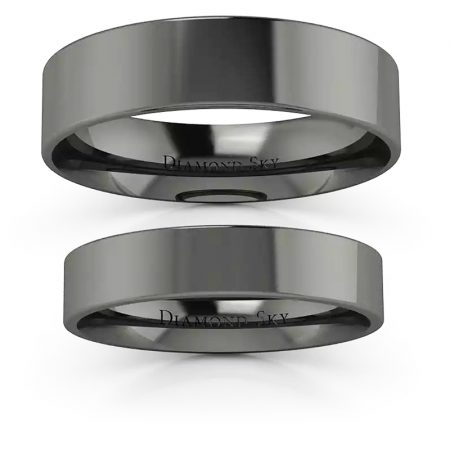 Klasyka w czerni - Płaskie obrączki ślubne z czarnego złota 6mm i 4,5 mm - Diamond Sky